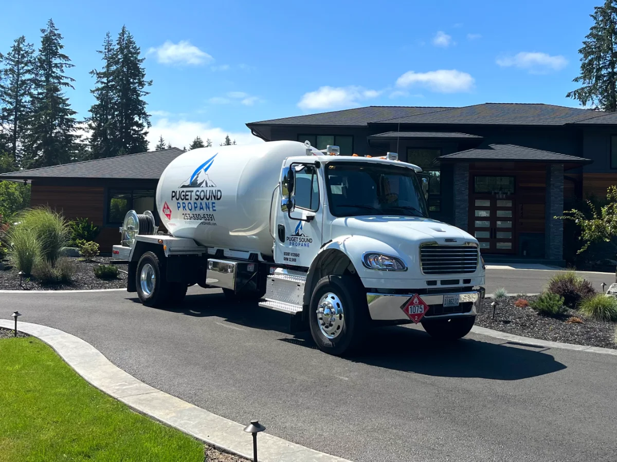 Residential propane delivery truck in the Puget Sound